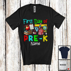 MacnyStore - Personalized First Day Of Pre-K Colorful Summer First Day Of School Things Books, Students T-Shirt