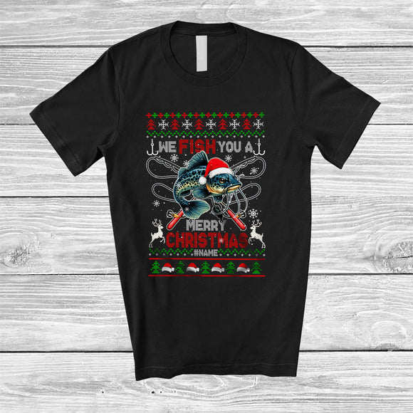 MacnyStore - Personalized Fish You A Merry Christmas; Fantastic Sweater Santa Catfish; Custom Name Fishing T-Shirt