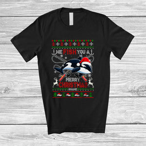 MacnyStore - Personalized Fish You A Merry Christmas; Fantastic Sweater Santa Orca; Custom Name Fishing T-Shirt