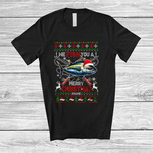 MacnyStore - Personalized Fish You A Merry Christmas; Fantastic Sweater Santa Tuna; Custom Name Fishing T-Shirt