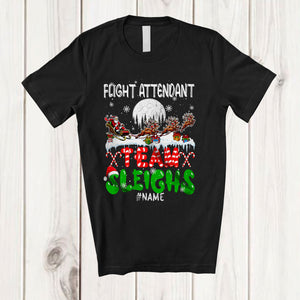 MacnyStore - Personalized Flight Attendant Team Sleighs; Joyful Christmas Santa Sled Reindeer; Custom Name Jobs T-Shirt