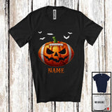 MacnyStore - Personalized Football Pumpkin Face, Humorous Halloween Custom Name Football Player T-Shirt