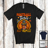 MacnyStore - Personalized Football Turkey Nap Repeat, Joyful Thanksgiving Fall Leaves, Custom Name Sport Player T-Shirt