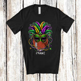 MacnyStore - Personalized Football Wearing Mask; Amazing Mardi Gras Beads; Custom Name Sport Player Team T-Shirt