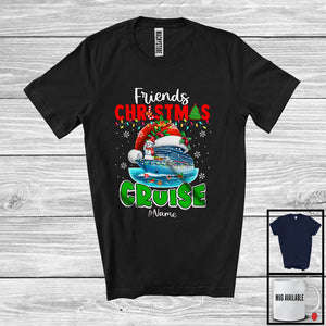 MacnyStore - Personalized Friends Christmas Cruise; Joyful X-mas Custom Name Santa Cruise Ship; Snowman T-Shirt