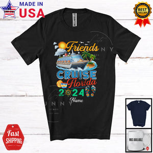 MacnyStore - Personalized Friends Cruise Florida 2024, Joyful Summer Vacation Custom Name, Cruise Ship Group T-Shirt
