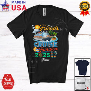 MacnyStore - Personalized Friends Cruise Jamaica 2025, Joyful Summer Vacation Custom Name, Cruise Ship Group T-Shirt