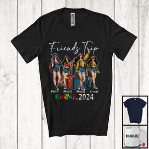 MacnyStore - Personalized Friends Trip Custom Name Hawaii 2024, Joyful Summer Vacation Girls Family Group T-Shirt