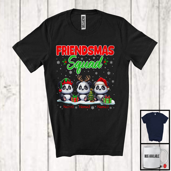 MacnyStore - Personalized Friendsmas Squad; Awesome Christmas Lights Custom Name Three Panda T-Shirt