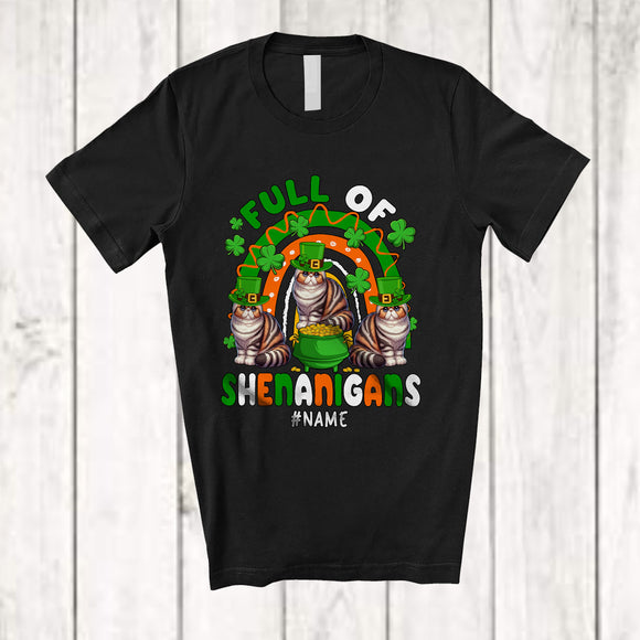 MacnyStore - Personalized Full Of Shenanigans; Lovely St. Patrick's Day Three Exotic Shorthair Cat Rainbow; Family T-Shirt