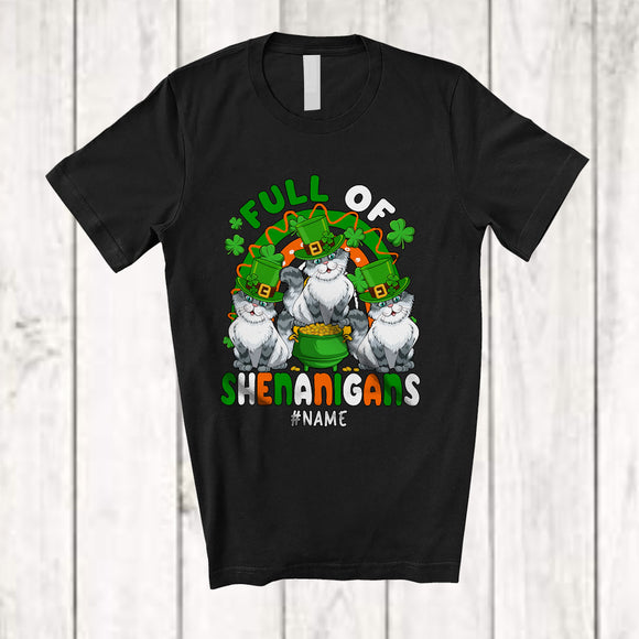 MacnyStore - Personalized Full Of Shenanigans; Lovely St. Patrick's Day Three Siberian Cat Rainbow; Family T-Shirt