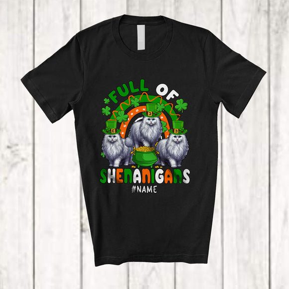 MacnyStore - Personalized Full Of Shenanigans; Lovely St. Patrick's Day Three Turkish Angora Cat Rainbow; Family T-Shirt