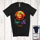 MacnyStore - Personalized Game Controllers Pumpkin; Horror Halloween Moon Gaming; Custom Name Gamer T-Shirt