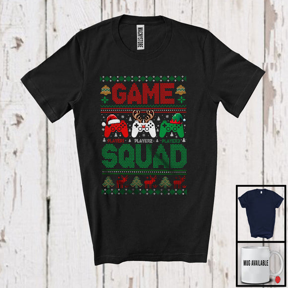 MacnyStore - Personalized Game Squad; Merry Christmas Sweater Gaming Controllers; Custom Name Gamer T-Shirt