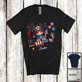 MacnyStore - Personalized Gecko Riding Firecracker, Lovely 4th Of July USA Flag Custom Name, Zoo Animal T-Shirt