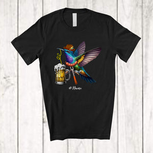 MacnyStore - Personalized German Hummingbird Drinking Beer; Cheerful Festival Oktoberfest; Custom Name Family T-Shirt