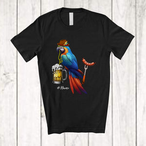 MacnyStore - Personalized German Macaw Drinking Beer; Cheerful Festival Oktoberfest; Custom Name Family T-Shirt