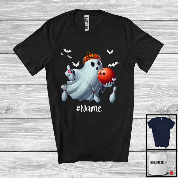 MacnyStore - Personalized Ghost Playing Bowling, Horror Halloween Custom Name Bowling Player Team T-Shirt