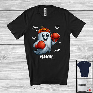 MacnyStore - Personalized Ghost Playing Boxing, Horror Halloween Custom Name Boxing Player Team T-Shirt