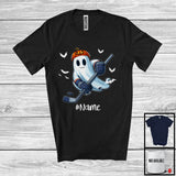 MacnyStore - Personalized Ghost Playing Hockey, Horror Halloween Custom Name Hockey Player Team T-Shirt