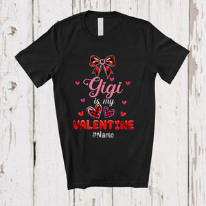 MacnyStore - Personalized Gigi Is My Valentine; Lovely Plaid Bow Tie Hearts; Custom Name Girls Family T-Shirt