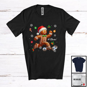 MacnyStore - Personalized Gingerbread Playing Petanque; Joyful Christmas Custom Name Sport Player; Baker T-Shirt