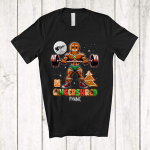 MacnyStore - Personalized Gingershred; Joyful Christmas Gingerbread Weightlifting; Custom Name Workout T-Shirt