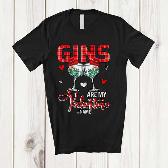 MacnyStore - Personalized Gins Are My Valentine; Amazing Plaid Custom Name Couple Gin; Drinking Drunker T-Shirt