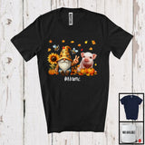 MacnyStore - Personalized Gnome And Pig; Happy Thanksgiving Pumpkin Sunflowers; Custom Name Farmer T-Shirt