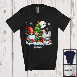 MacnyStore - Personalized Gnome And Santa Chicken; Amazing Christmas Tree Snow; Custom Name Farmer T-Shirt