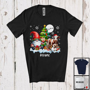 MacnyStore - Personalized Gnome And Santa Cow; Amazing Christmas Tree Snow; Custom Name Farmer T-Shirt