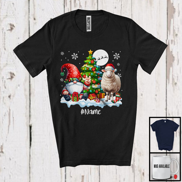 MacnyStore - Personalized Gnome And Santa Sheep; Amazing Christmas Tree Snow; Custom Name Farmer T-Shirt