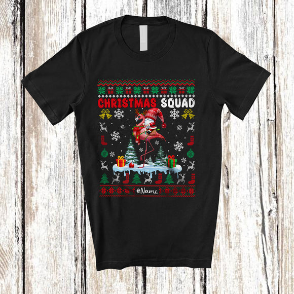 MacnyStore - Personalized Gnome Riding Flamingo Reindeer; Joyful Christmas Sweater; Flamingo Sunglasses T-Shirt