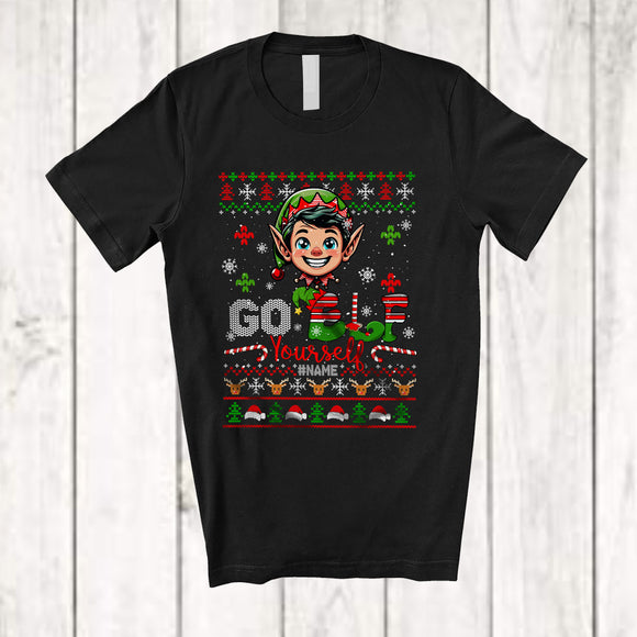 MacnyStore - Personalized Go Elf Yourself; Amusing Christmas Sweater Naughty Elf; Custom Name Family T-Shirt