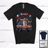 MacnyStore - Personalized God Bless USA, Lovely 4th Of July Custom Name Corgi On Pickup Truck, Patriotic T-Shirt