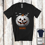 MacnyStore - Personalized Golf Pumpkin Face, Humorous Halloween Custom Name Golf Player T-Shirt