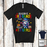 MacnyStore - Personalized Goodbye 3rd Grade Hello 4th Grade, Joyful Summer Vacation Unicorn, Custom Name Graduate T-Shirt