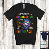 MacnyStore - Personalized Goodbye Kindergarten Hello 1st Grade, Joyful Summer Vacation Unicorn, Custom Name Graduate T-Shirt