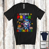 MacnyStore - Personalized Goodbye Pre-K Hello Kindergarten, Joyful Summer Vacation Unicorn, Custom Name Graduate T-Shirt