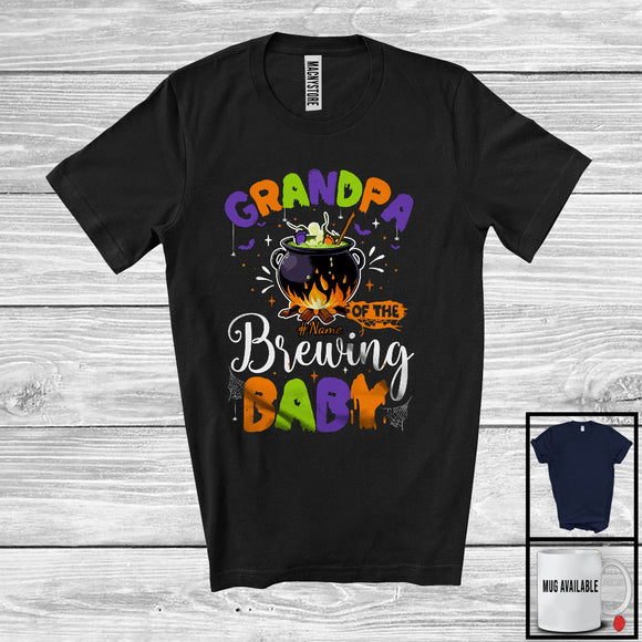 MacnyStore - Personalized Grandpa Of The Brewing Baby, Humorous Halloween Pregnancy Custom Name, Witch Family T-Shirt