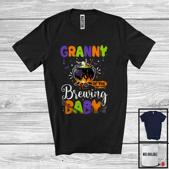 MacnyStore - Personalized Granny Of The Brewing Baby, Humorous Halloween Pregnancy Custom Name, Witch Family T-Shirt