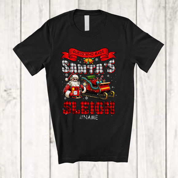 MacnyStore - Personalized Guess Who Made Santa's Sleigh; Lovely Christmas Custom Name Welders; Plaid T-Shirt