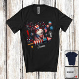 MacnyStore - Personalized Guinea Pig Riding Firecracker, Lovely 4th Of July USA Flag Custom Name, Zoo Animal T-Shirt