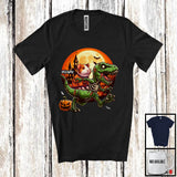 MacnyStore - Personalized Guinea Pig Riding T-Rex Zombie; Horror Halloween Custom Name Dinosaur Lover T-Shirt