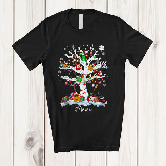 MacnyStore - Personalized Guitars On Christmas Tree; Amusing X-mas Guitar Player; Custom Name Guitarist T-Shirt