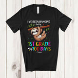 MacnyStore - Personalized Hanging Out In 1st Grade For 100 Days; Adorable Sloth Custom Name Students T-Shirt