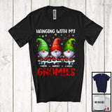 MacnyStore - Personalized Hanging With My Gnomies; Lovely Christmas Custom Name Three Gnomes; Family T-Shirt