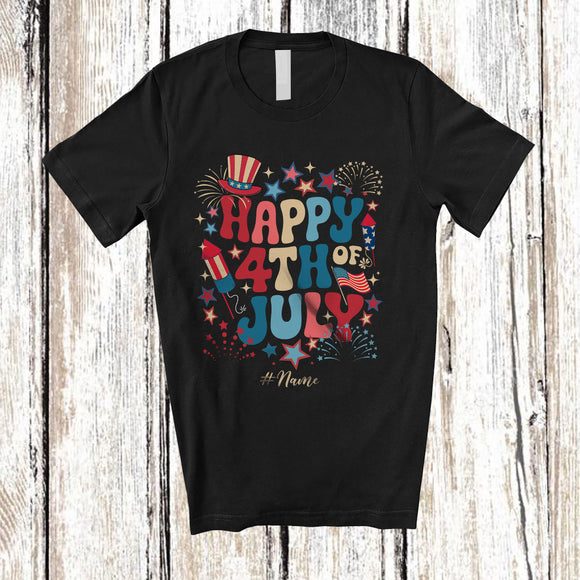 MacnyStore - Personalized Happy 4th of July; Amazing Custom Name Firework Firecracker; Patriotic Family T-Shirt