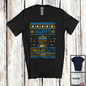 MacnyStore - Personalized Happy Challah Days; Awesome Hanukkah Menorah Sweater; Custom Name Family T-Shirt