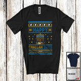 MacnyStore - Personalized Happy Challah Days; Awesome Hanukkah Menorah Sweater; Custom Name Family T-Shirt